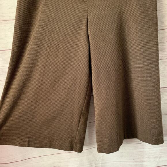 Briggs New York Brown Houndstooth Wide Leg Palazzo Cropped Pants Capris Size 14 - Picture 4 of 16